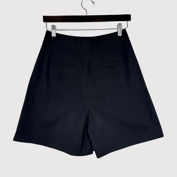 NWT Rebecca Taylor Women Shorts Black Hi Rise Pleated Lightweight Stretch Size 2